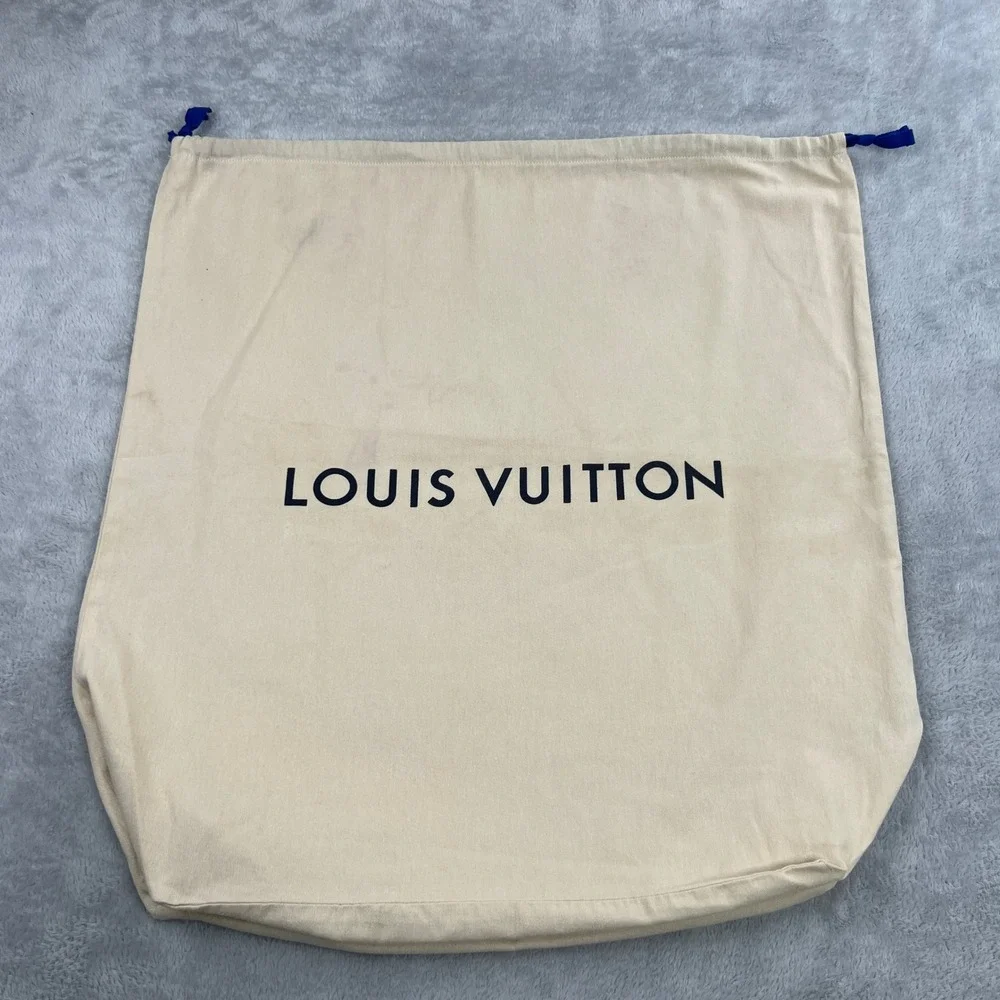 Louis Vuitton Dust Bag Cream Large Cotton Drawstring Purse Handbag 23.5x24in